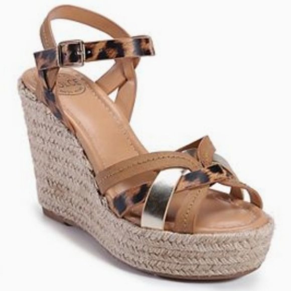 *3/$25* NWT! Dolce by Mojo Moxy Leopard Print Wedge Sandal - Picture 1 of 11